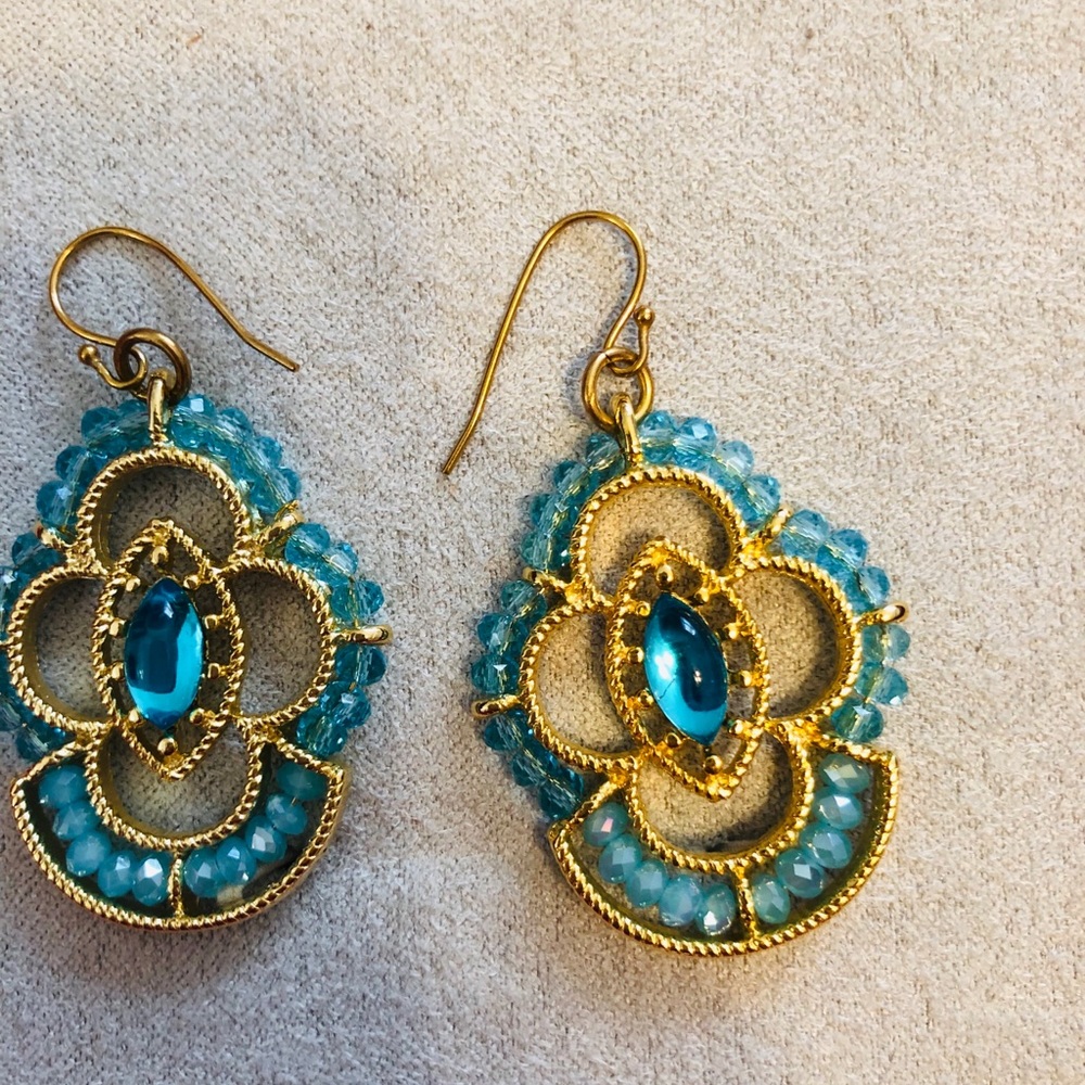 Blue crystal earrings.